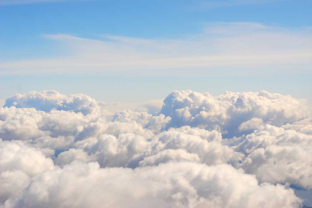Top of clouds at a high altitude